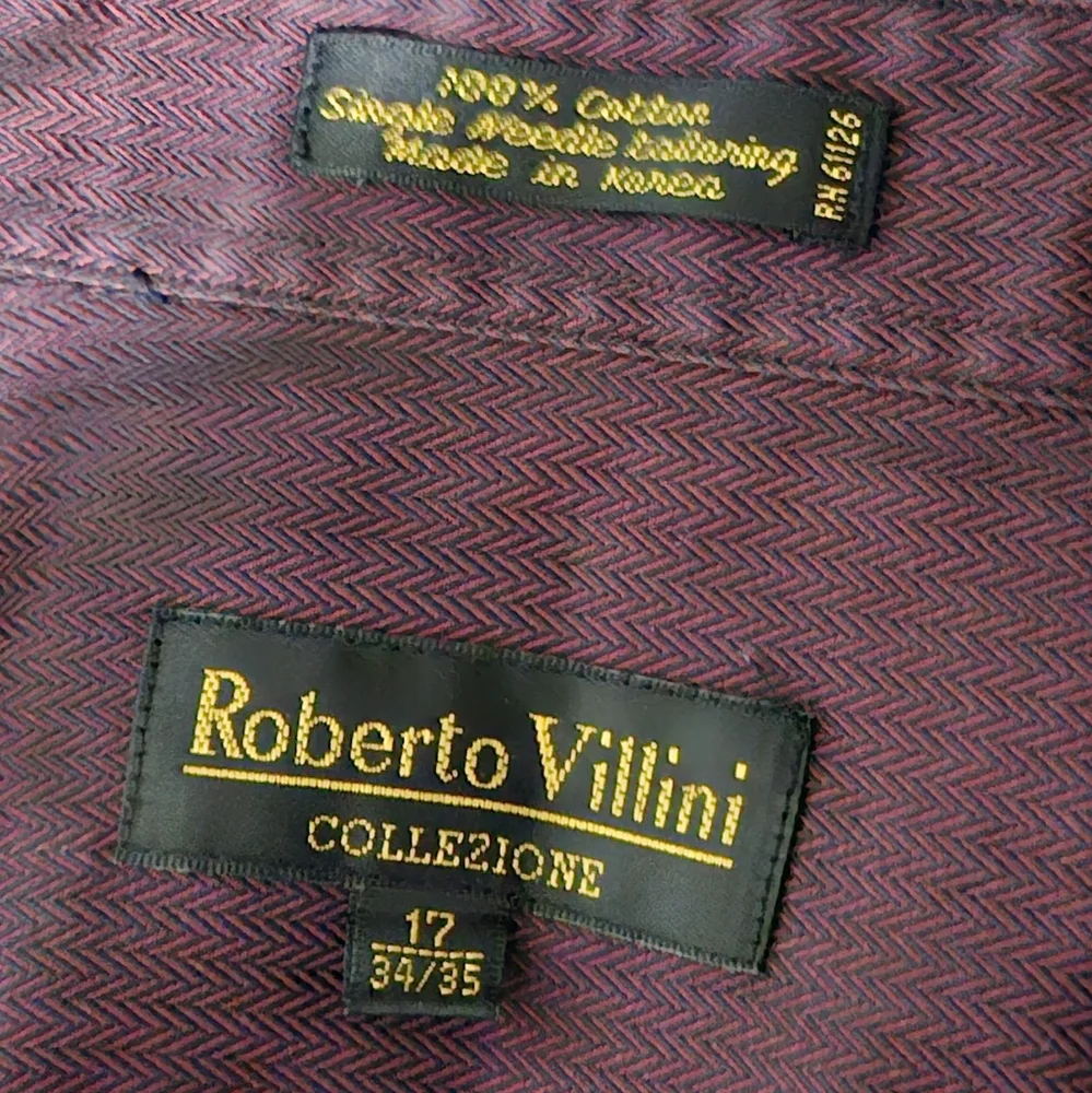 Villini (Roberto) men's black & red striped long sleeve button up - Picture 4 of 9